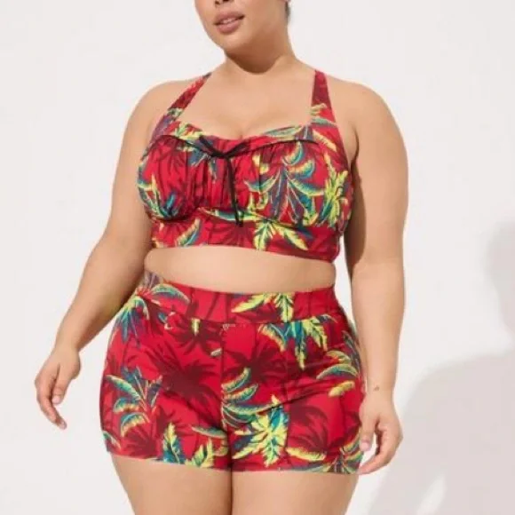 Torrid NWT Retro Wireless Ruched Cups Bikini Top and Bottom Set - Picture 2 of 9